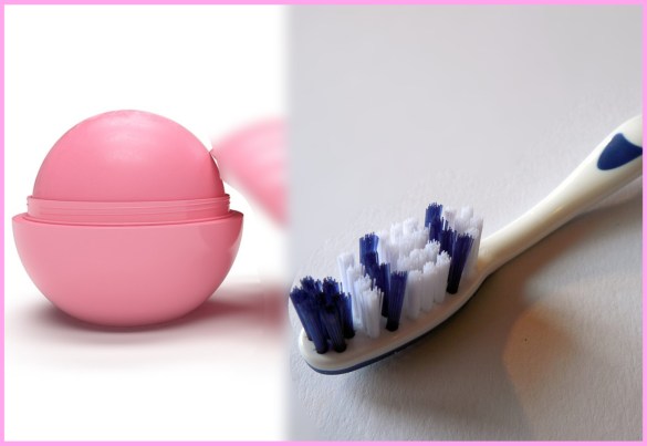 toothbrush to exfoliate chapped lips