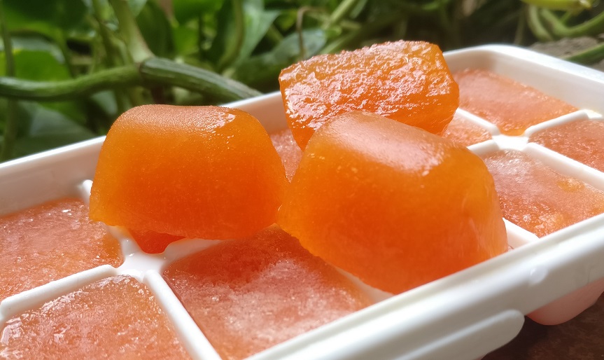 Papaya ice cubes
