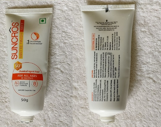 Suncros Matte Finish Soft SPF 50+ PA+++ Sunscreen Review